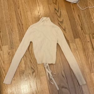 Zara Cream Knit Turtleneck with Tie Back Size M